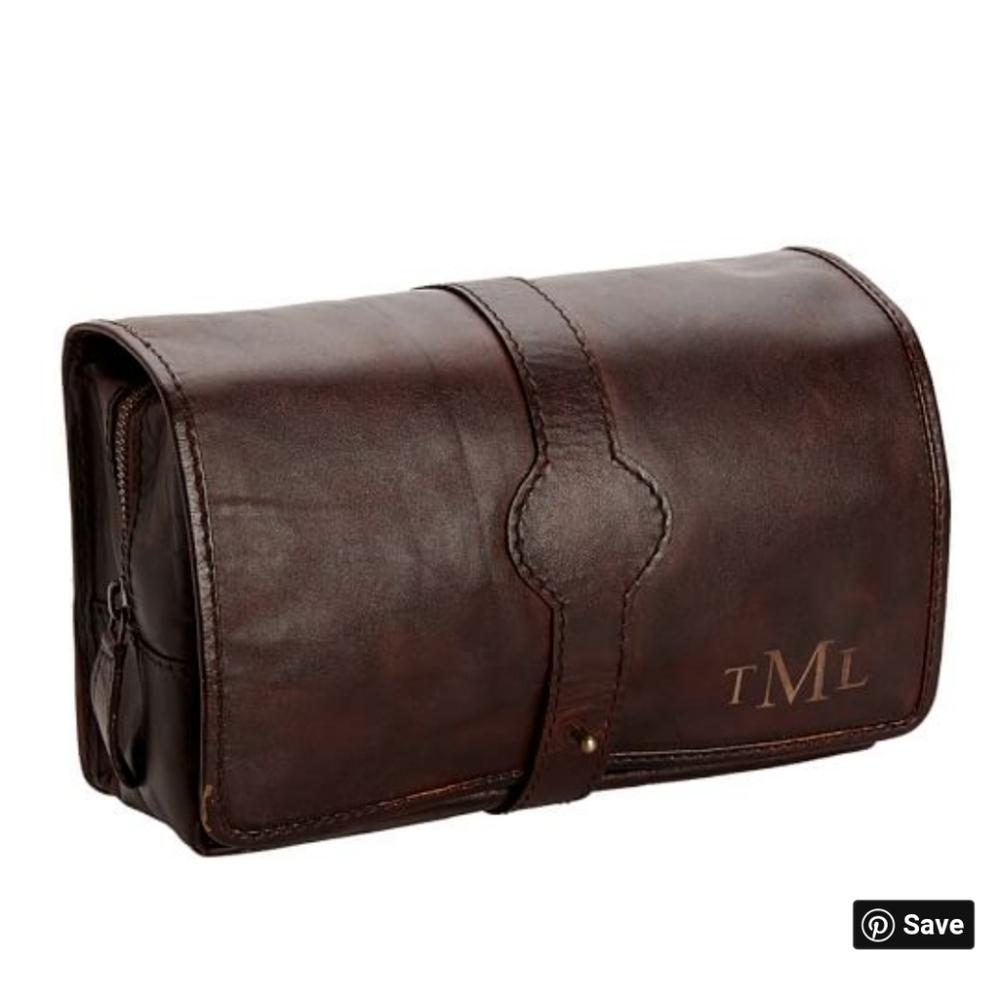Pottery Barn Saddle Leather Hanging Toiletry Kit